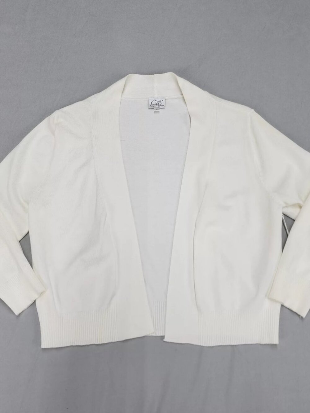 Cielo Cardigan Sweater Womens S White Open Front Long Sleeve Viscose Blend Knit